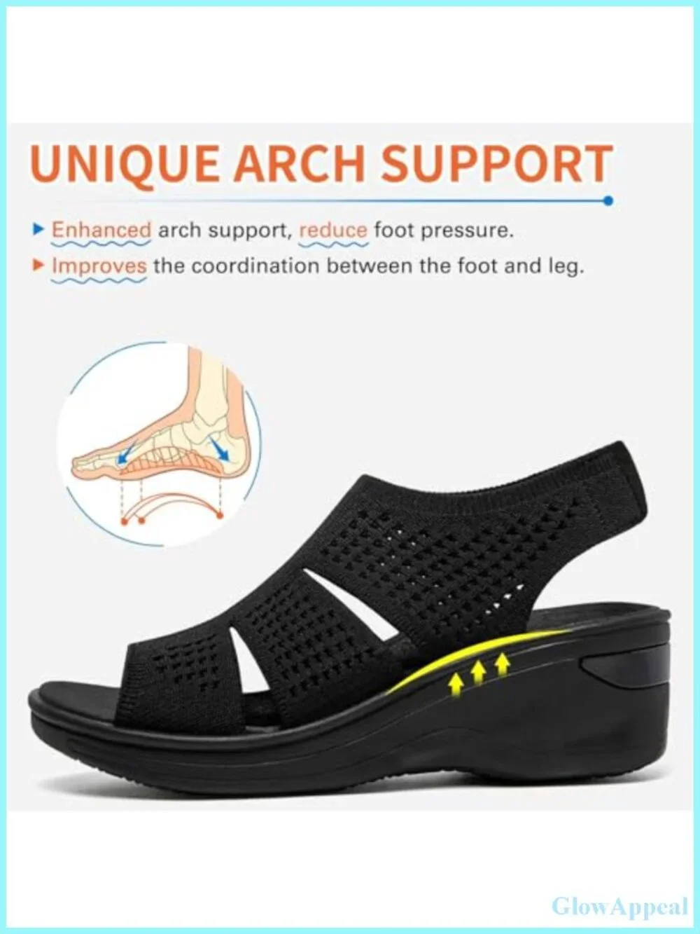 Platform Walking Sandals Memory Foam Open Toe Breathable Mesh Slingback